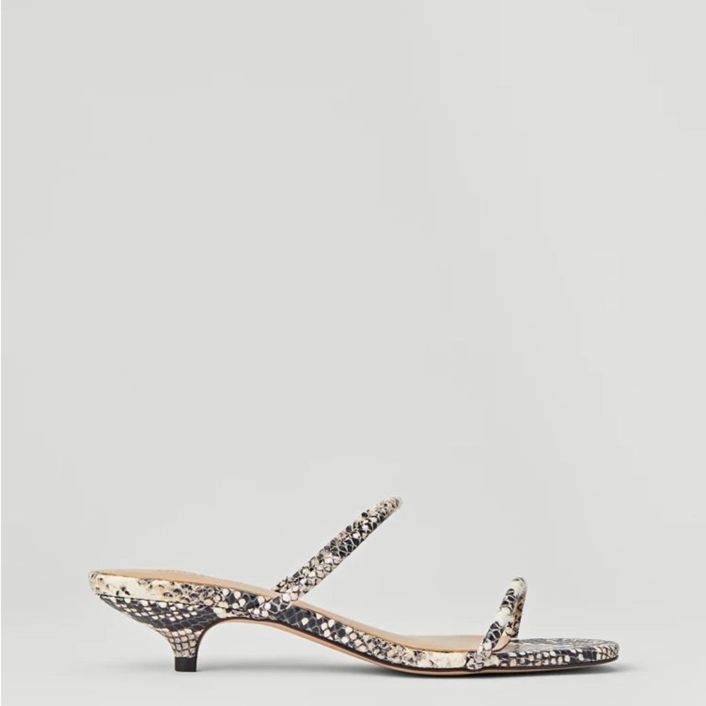 Snakeskin Double Strap Kitten Heel Sandals